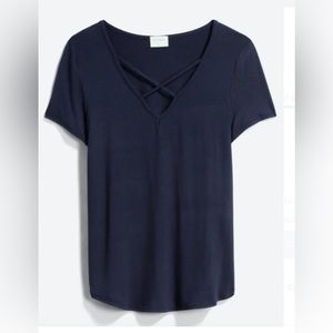 Emory Park Navy Blue Criss Cross Tee